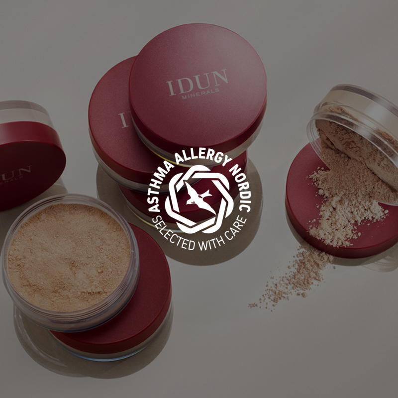 IDUN Minerals Mineral Powder Foundation is the only makeup product recommended by Asthma Allergy Nordic.