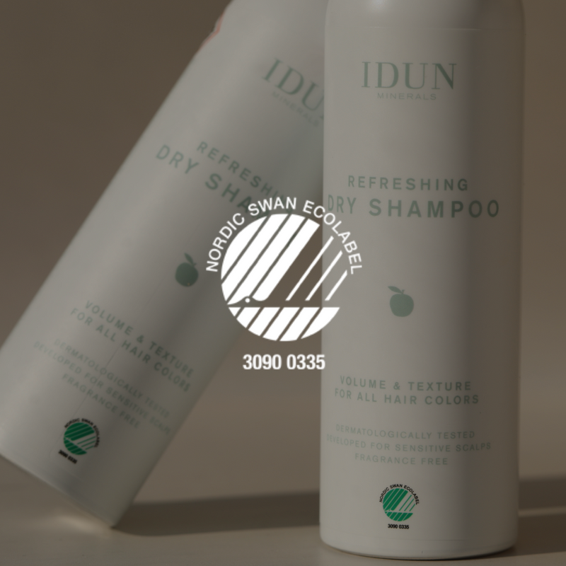 IDUN Minerals Refreshing Dry Shampoo is certified by the Nordic Swan Ecolabel